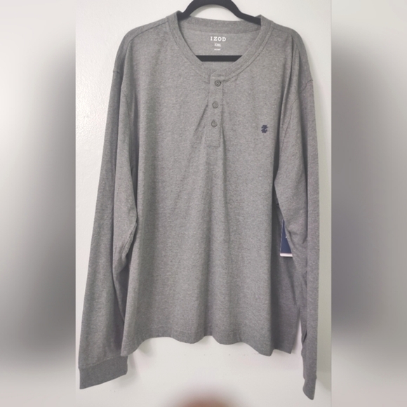 Izod Henley Long Sleeve Shirt UPC.4500549758 NWT SIZE XXXL MSRP,$65.00 MEd Grey - Picture 4 of 4